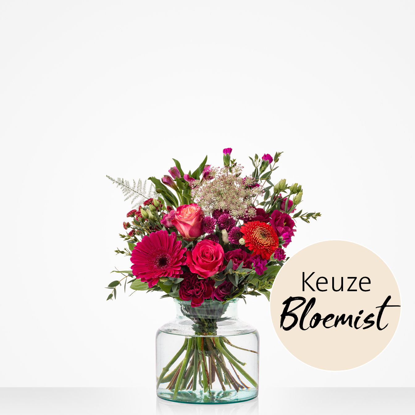 Rond boeket rood - Keuze bloemist